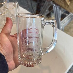 Nautical Clear Glass Mug with Ship Design
